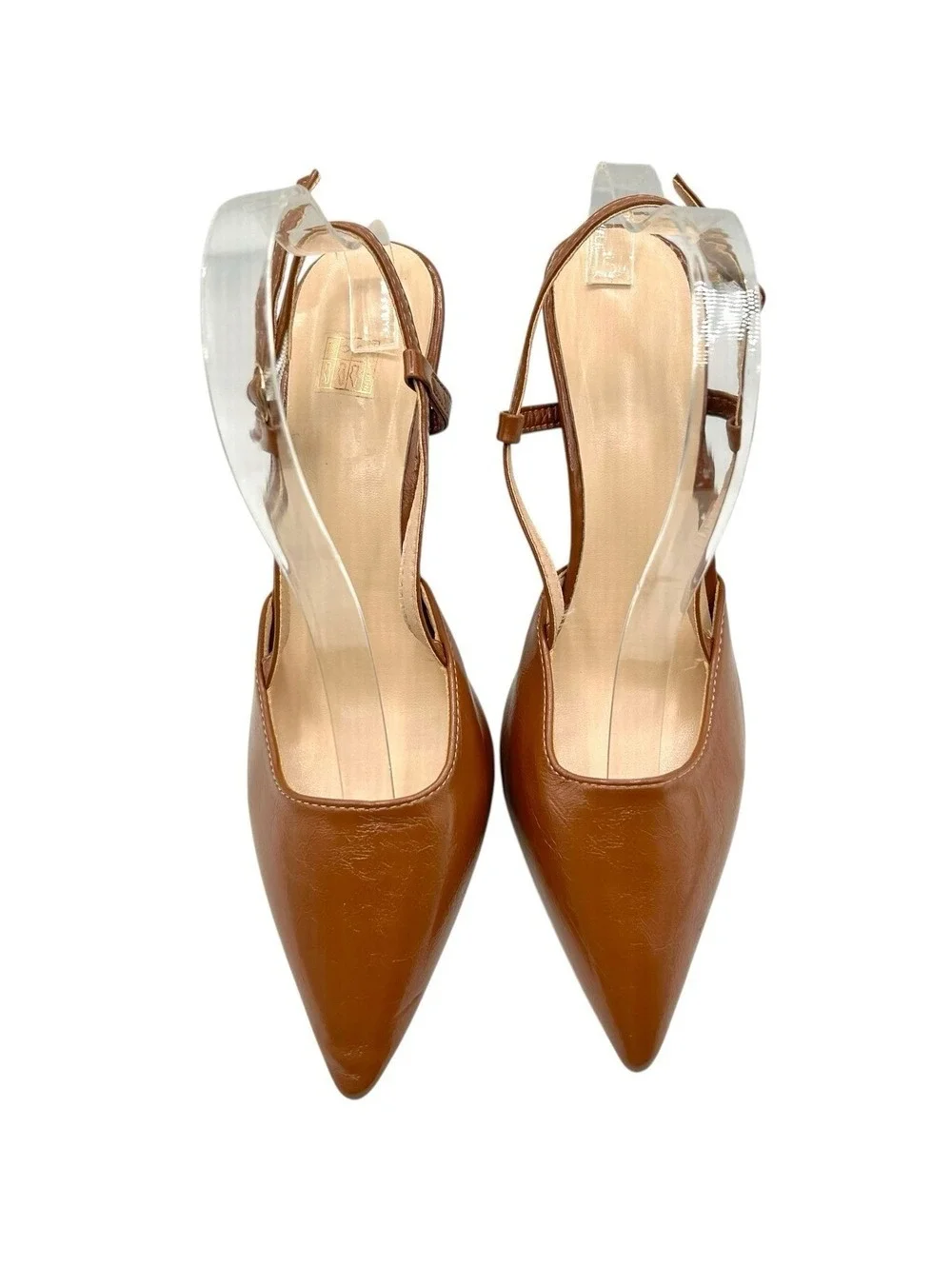Women's Browm Pointed Toe Slingback Heels Size 9.5